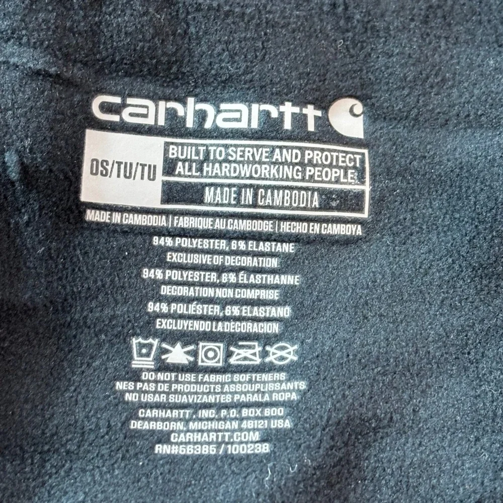 Carhartt Black Fleece Neck Gaiter Warmer UP0204U One Size OS Logo Patch